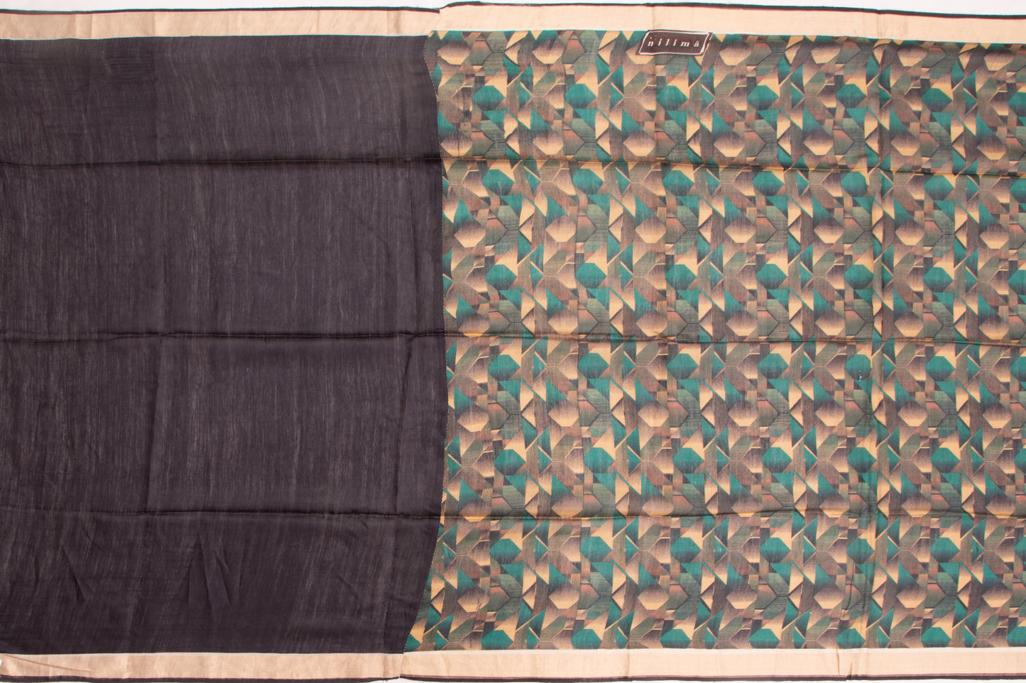 Munga Tussar Printed Black Saree