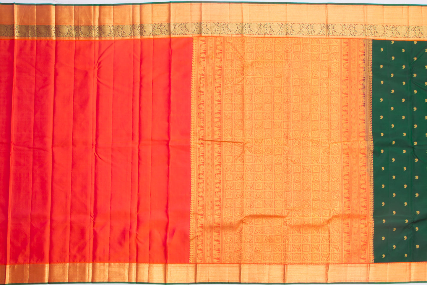 Kanchipuram Silk Butta Dark Green Saree