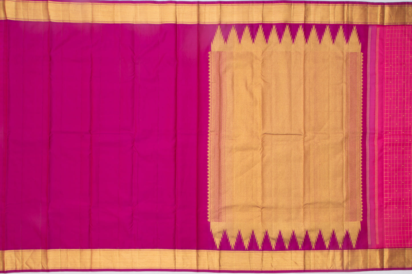 Kanchipuram Silk Checks Pink Saree
