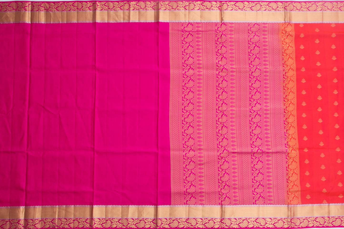 Coimbatore Silk Butta Orange And Pink Dual Tone Saree