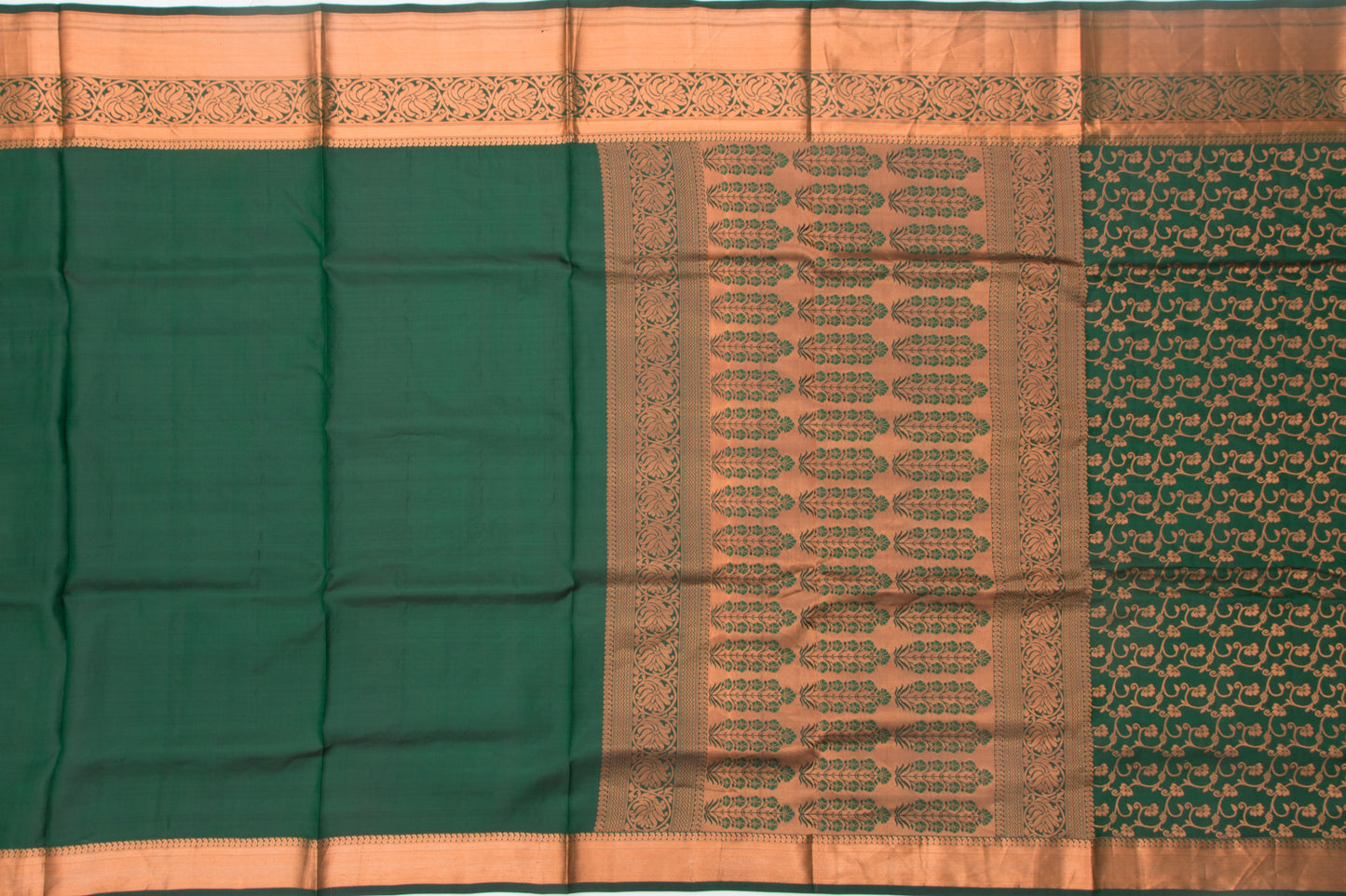 Coimbatore Soft Silk Jaal Dark Green Saree
