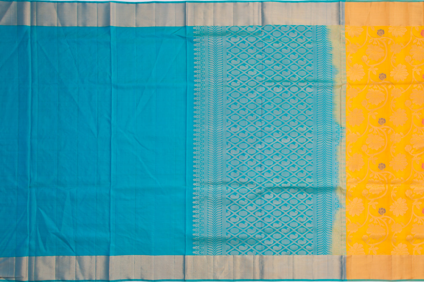 Coimbatore Silk Jaal Yellow Saree