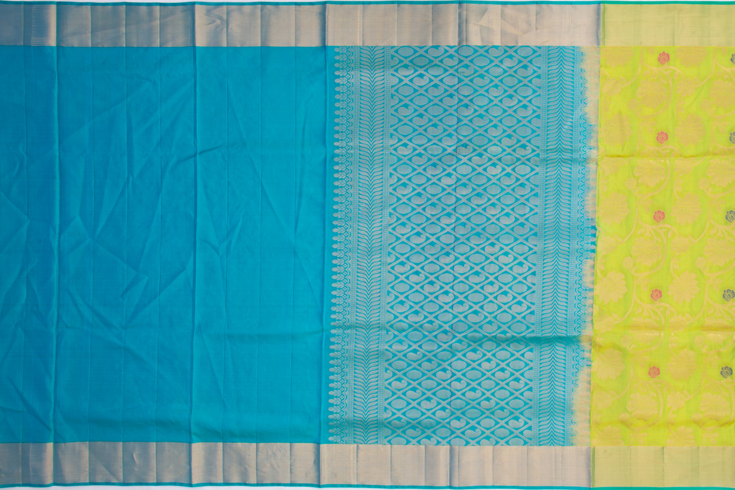 Coimbatore Soft Silk Jaal Parrot Green Saree