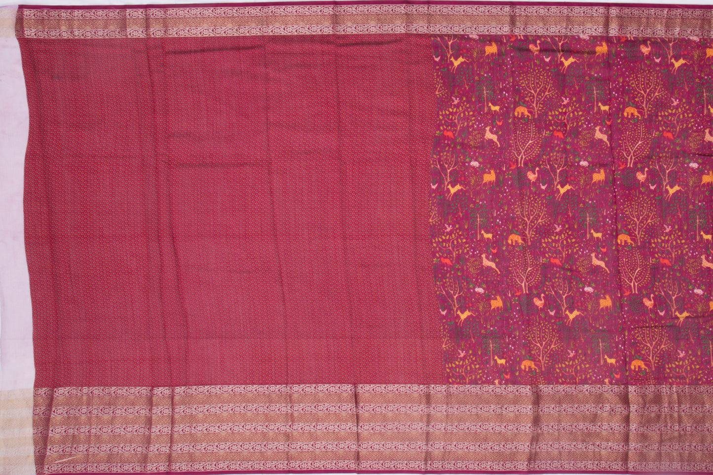 Munga Tussar Printed Purple Saree