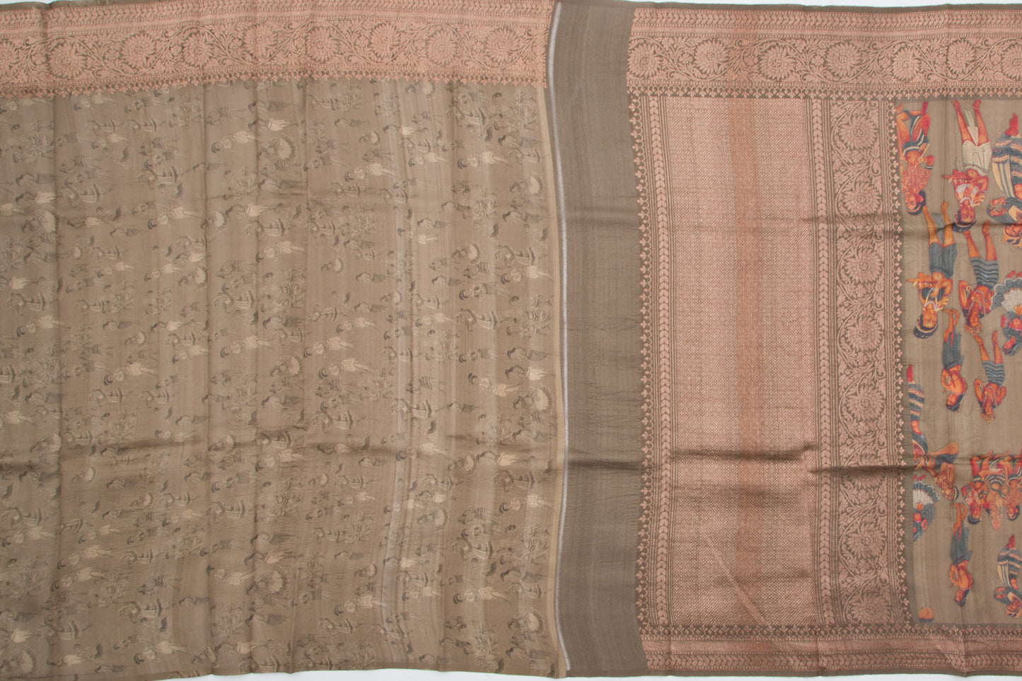 Munga Tussar Printed Green Saree