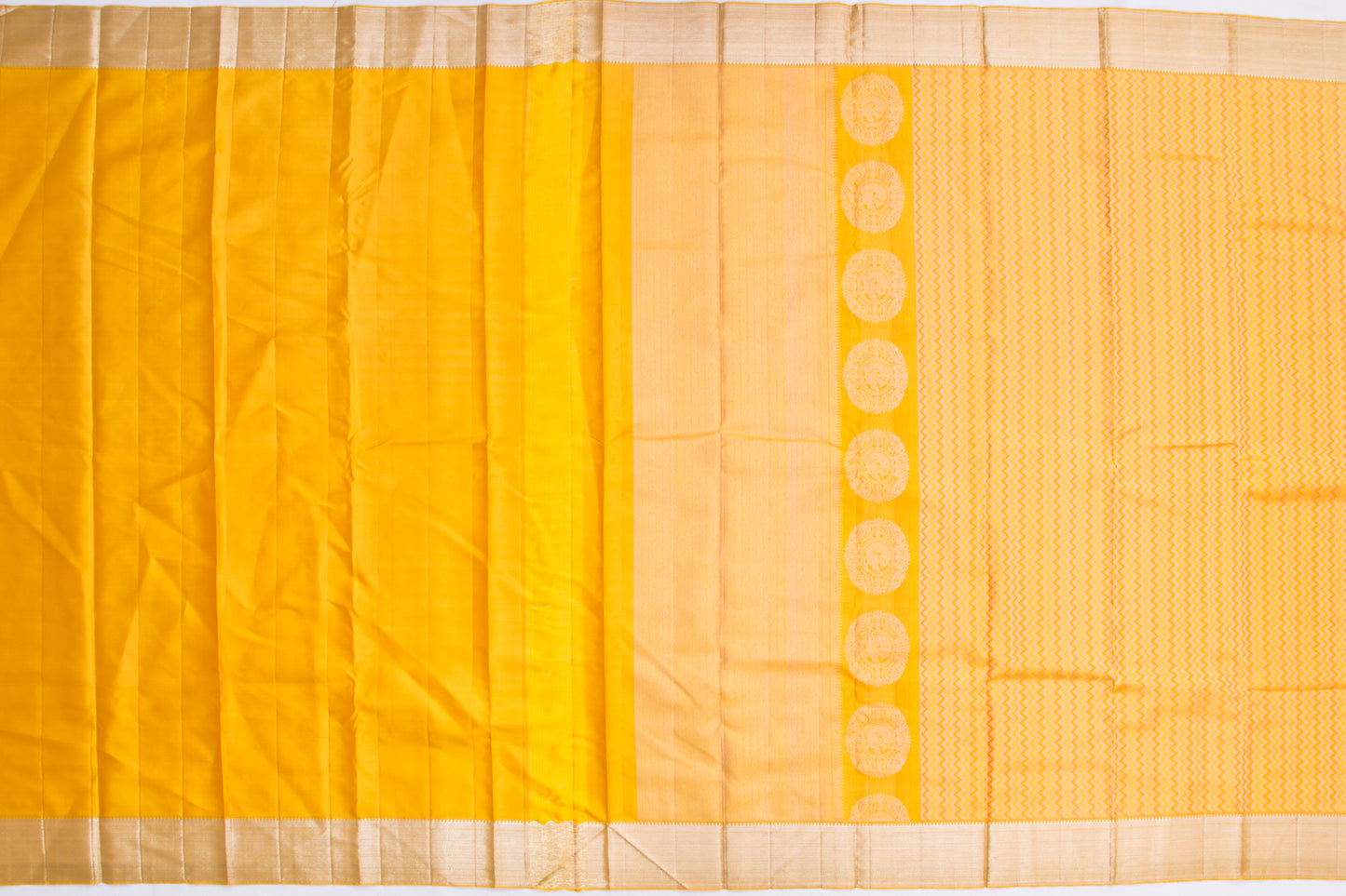 Kanchipuram Silk Jacquard Yellow Saree