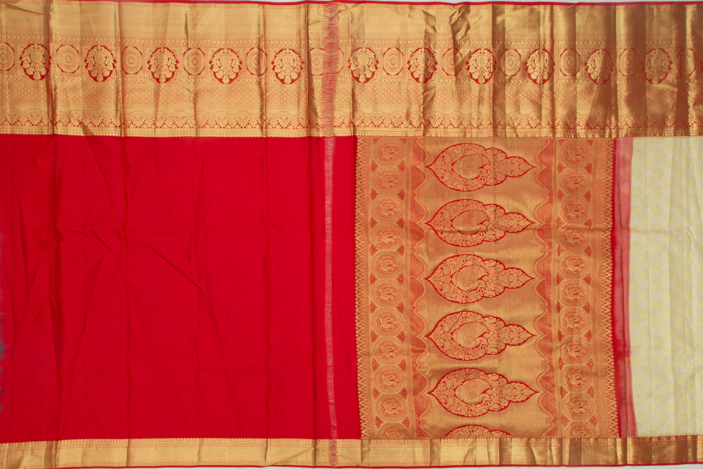 Taranga Kanchi Silk Brocade Cream Saree