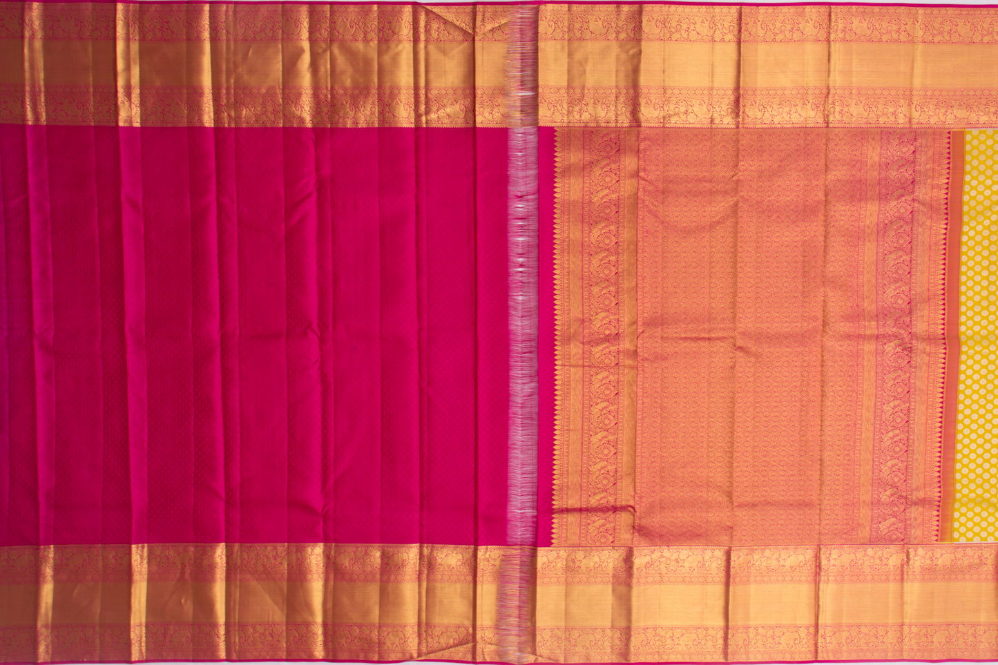 Kanchipuram Silk Brocade Yellowish Green Saree