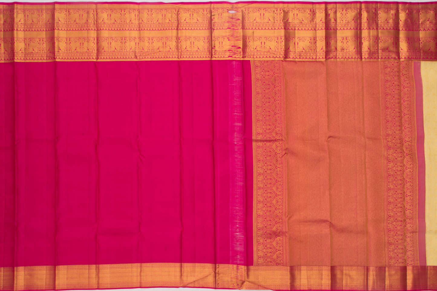 Kanchipuram Silk Brocade Cream Saree