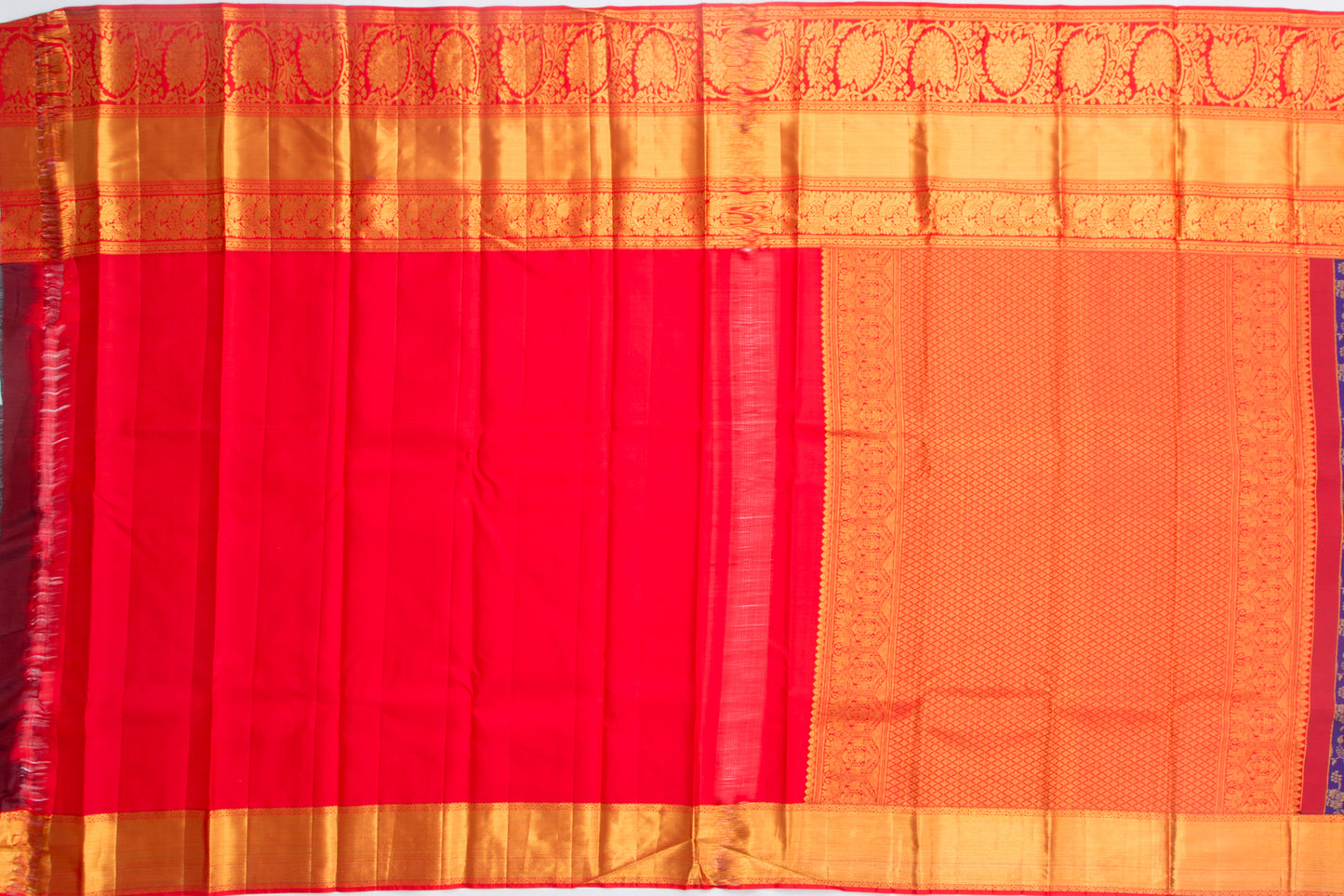 Kanchipuram Silk Brocade Dark Blue Saree