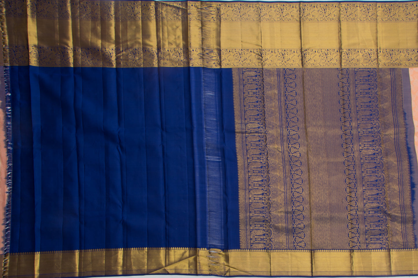 Kanchipuram Silk Brocade Pastel Orange Saree