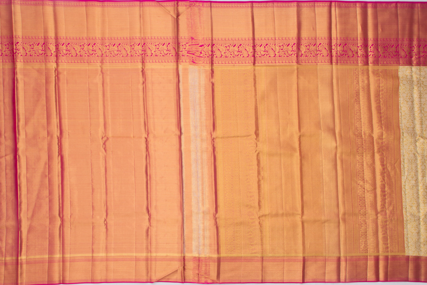 Kanchipuram Silk Tissue Jaal Gold Saree
