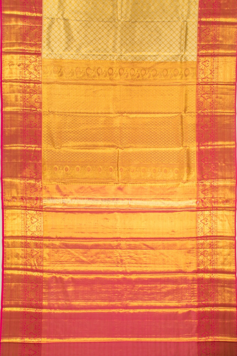 Kanchipuram Silk Tissue Brocade Gold Saree