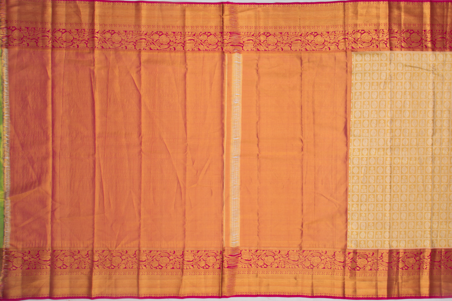 Kanchipuram Silk Tissue Checks And Butta Gold Saree
