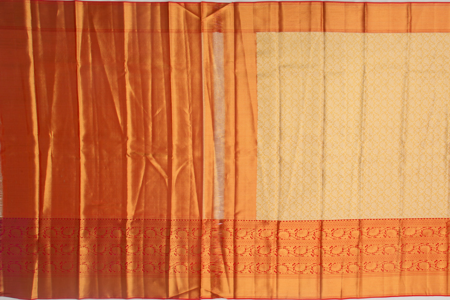 Kanchipuram Silk Tissue Jaal Gold Saree