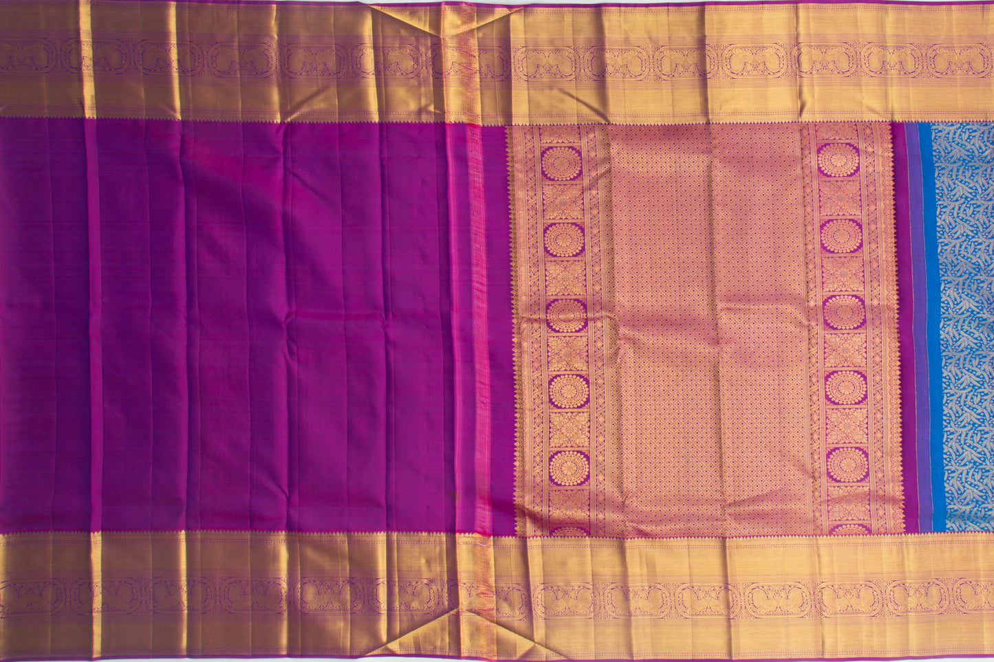 Taranga Kanchi Silk Jaal Peacock Blue Saree