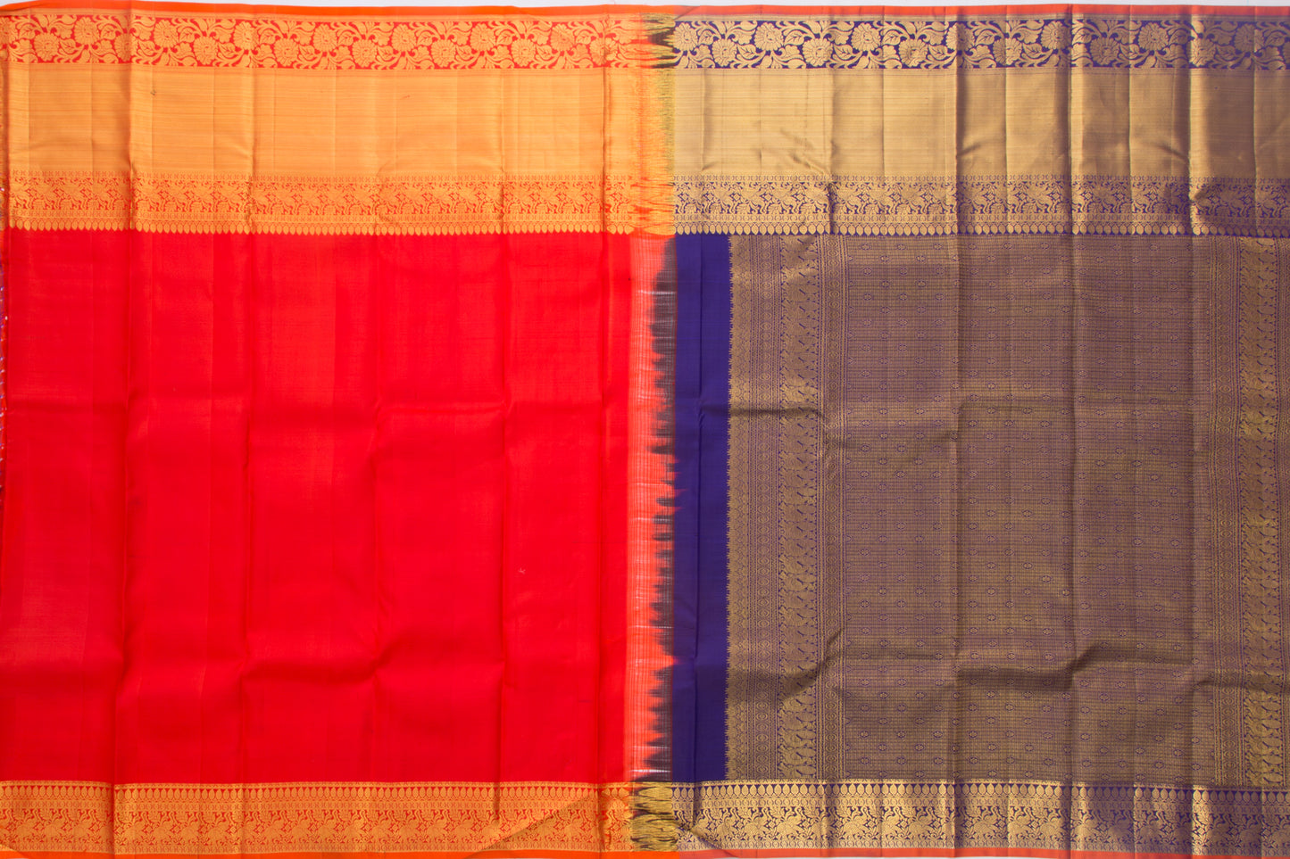 Kanchipuram Silk Brocade Dark Blue Saree