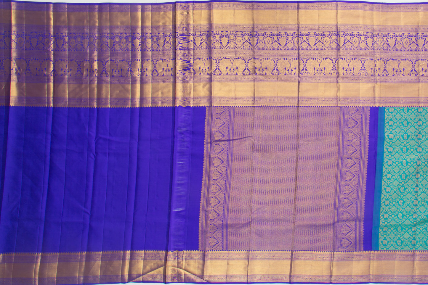 Taranga Kanchi Silk Brocade Teal Blue Saree