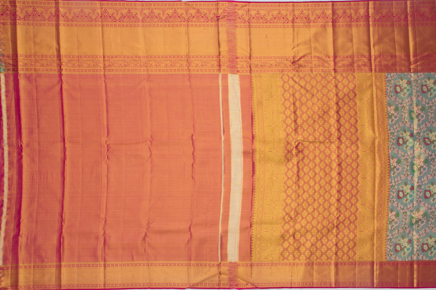 Kanchipuram Silk Tissue Jaal Blue Saree