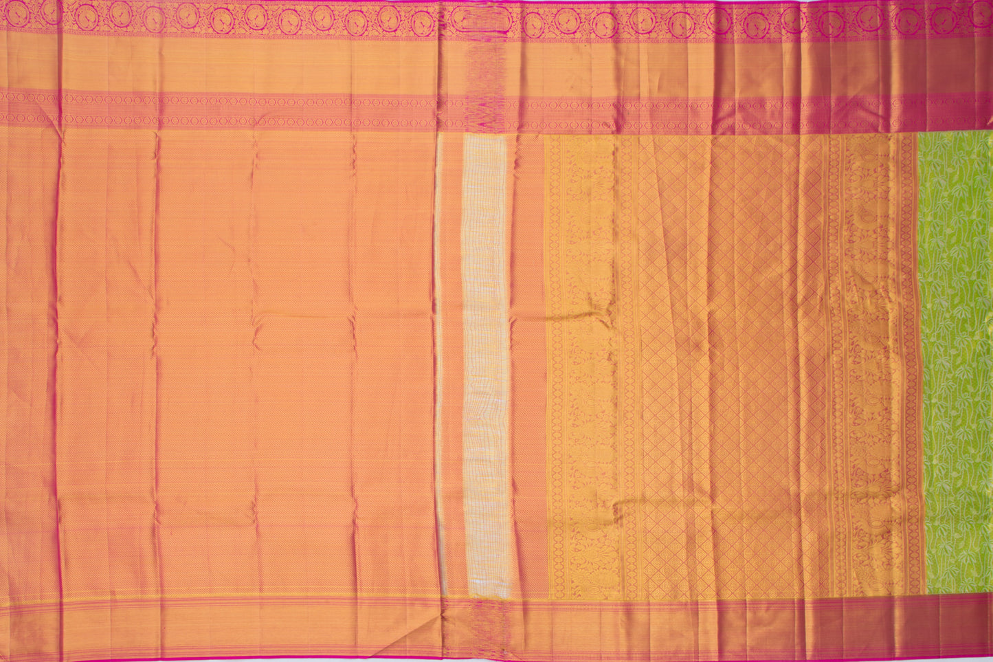 Taranga Kanchi Silk Tissue Jaal Green Saree