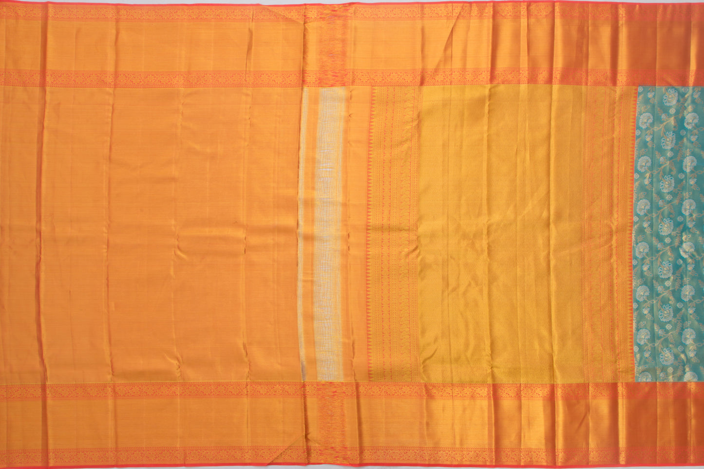 Kanchipuram Silk Tissue Jaal Sky Blue Saree