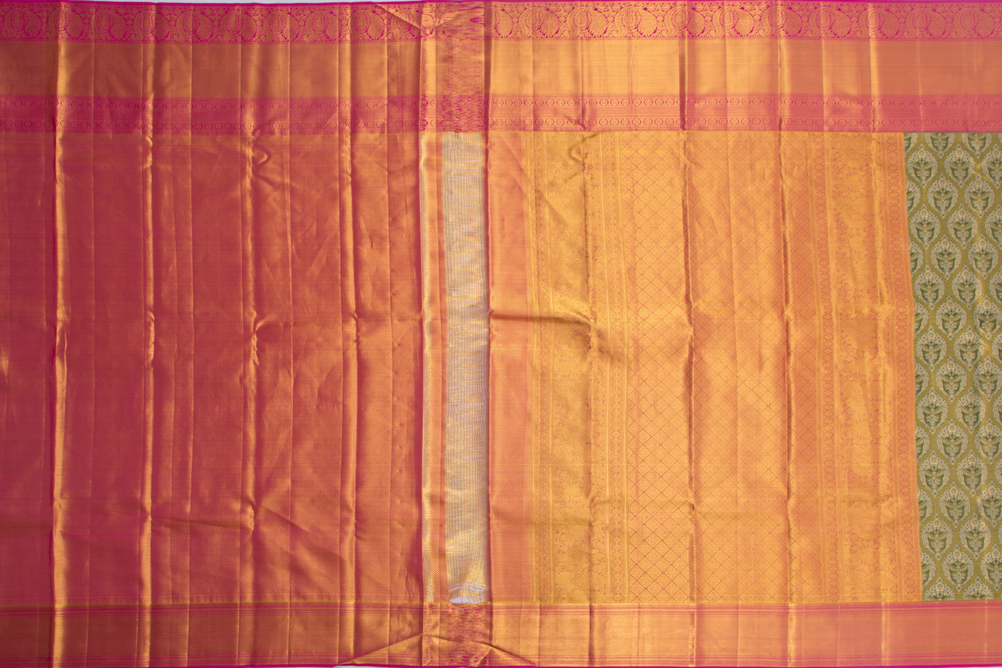Kanchipuram Silk Tissue Brocade Dark Green Saree
