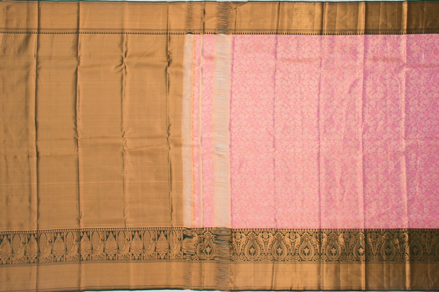 Kanchipuram Silk Tissue Jaal Pink Saree