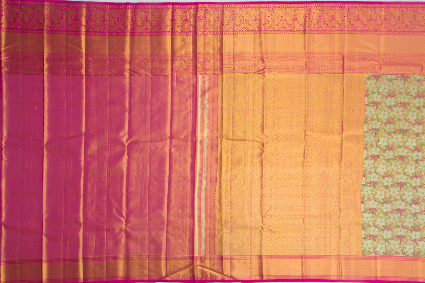 Taranga Kanchi Silk Tissue Brocade Green Saree