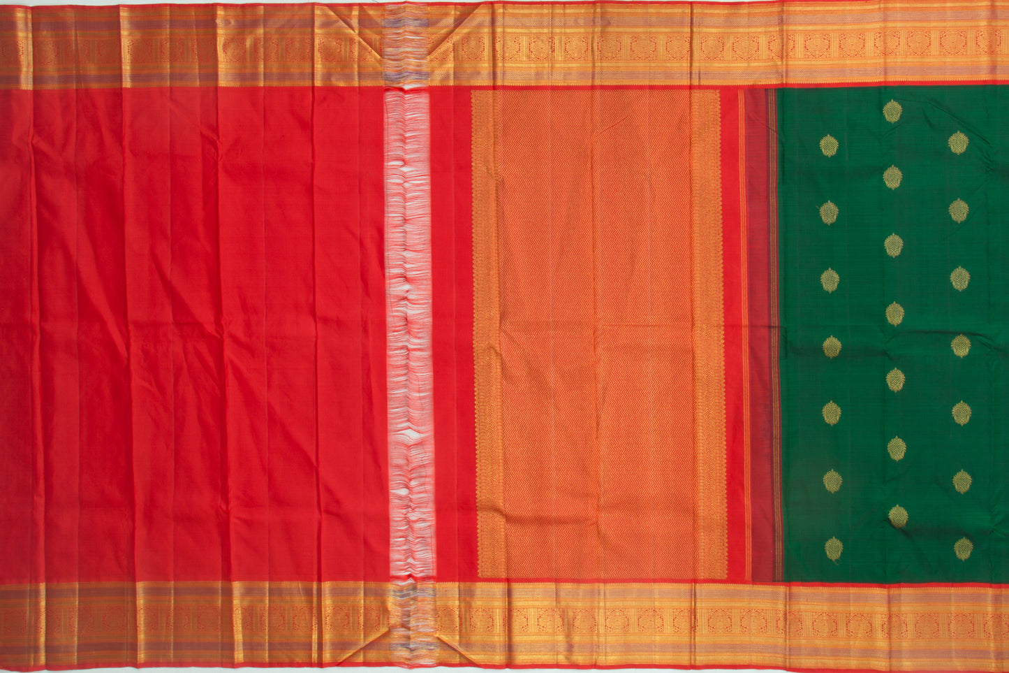 Kanchipuram Silk Butta Bottle Green Saree