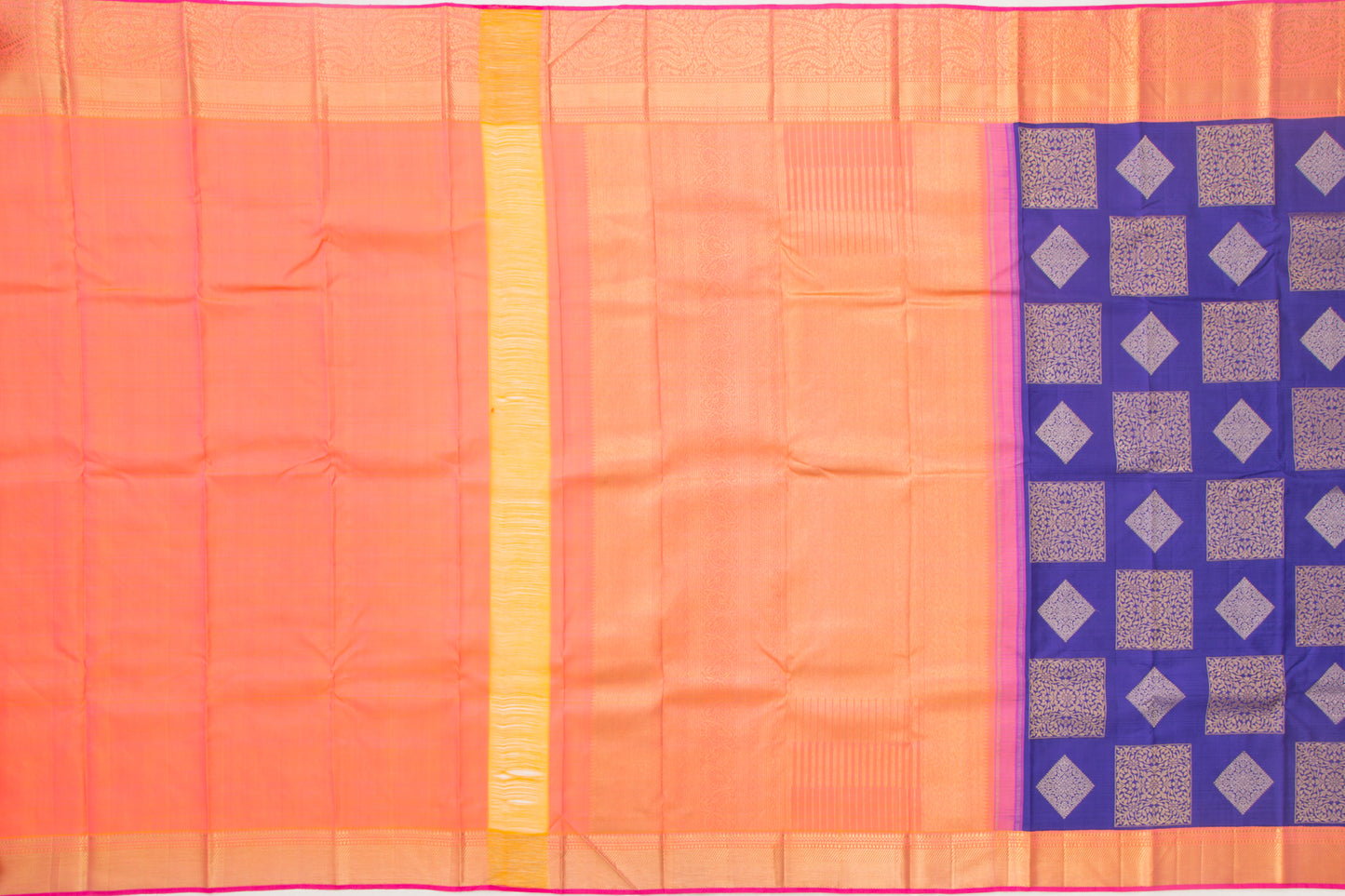 Kanchipuram Silk Brocade Indigo Blue Saree