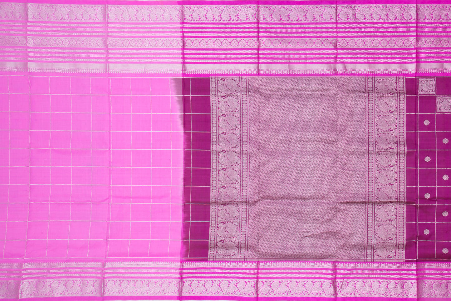Venkatagiri Silk Checks And Butta Purple Saree
