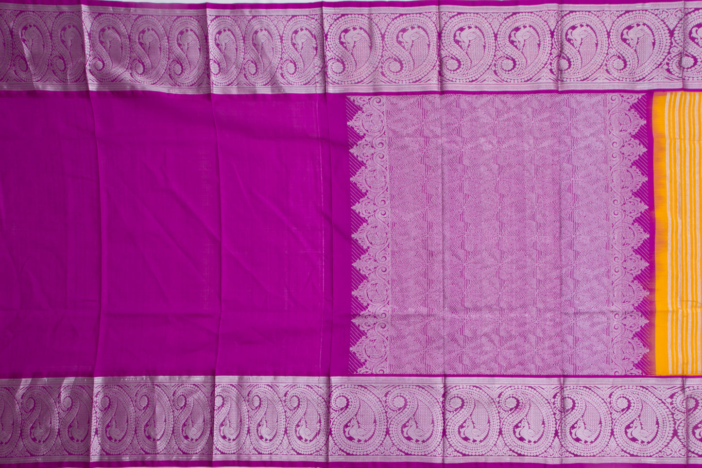 Venkatagiri Silk Lines Yellow Saree