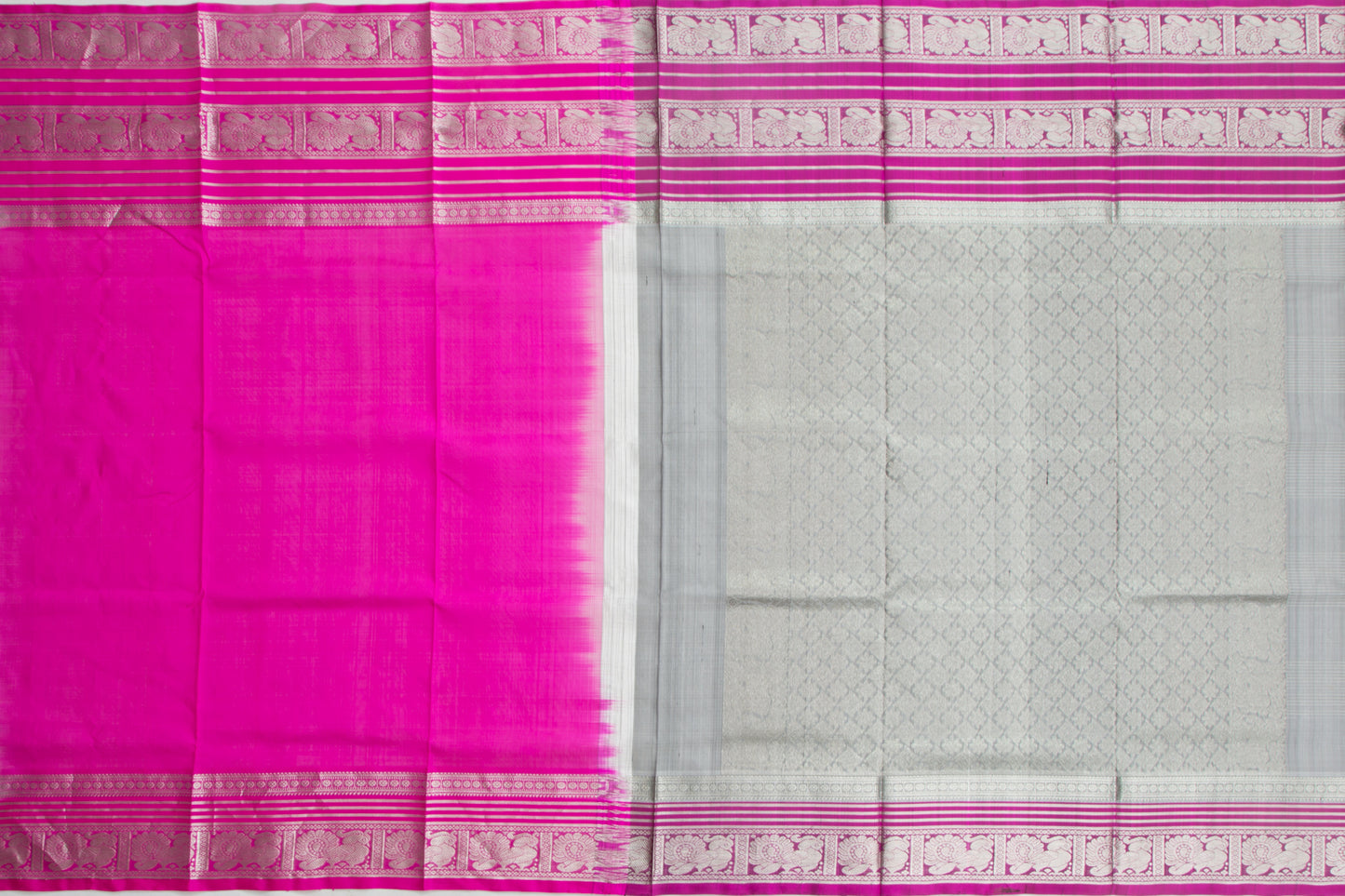 Venkatagiri Silk Checks And Butta Grey Saree