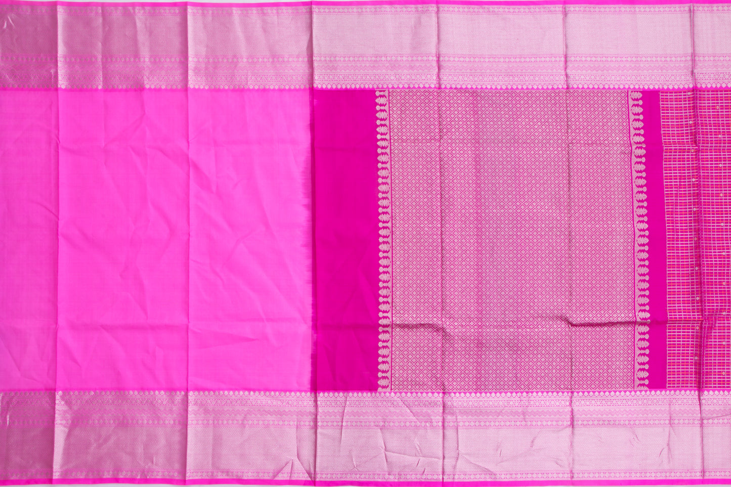 Venkatagiri Silk Checks And Butta Magenta Pink Saree