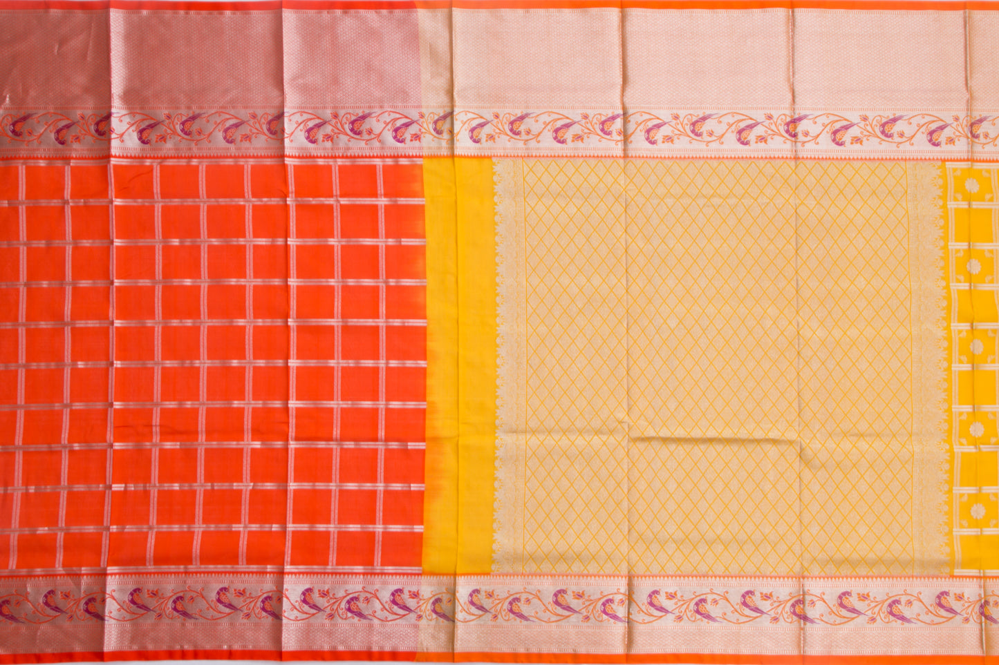 Venkatagiri Silk Checks And Butta Yellow Saree