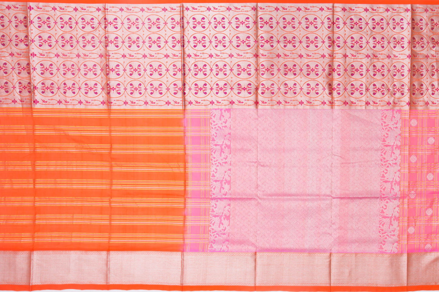 Venkatagiri Silk Checks And Butta Pink Saree