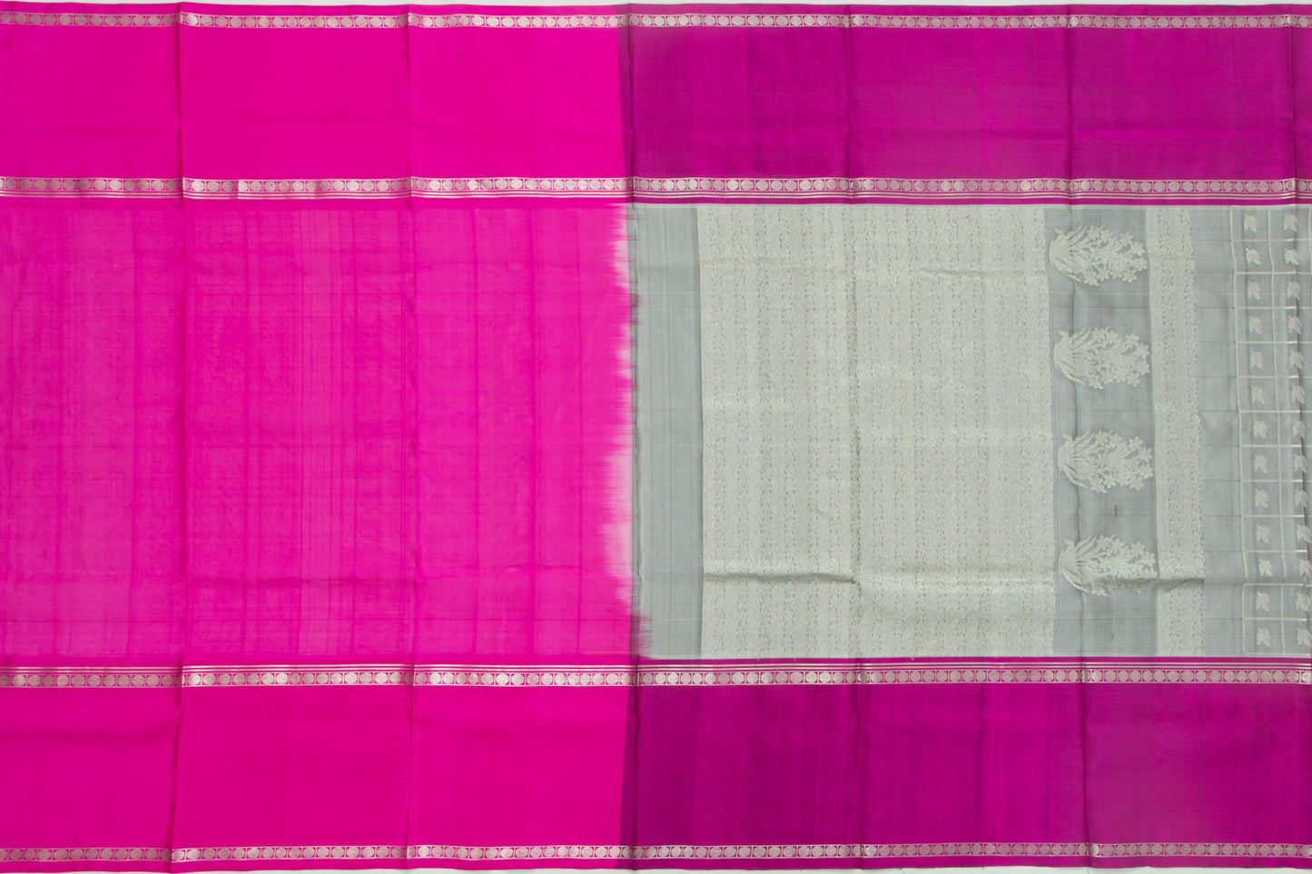Venkatagiri Silk Checks And Butta Grey Saree