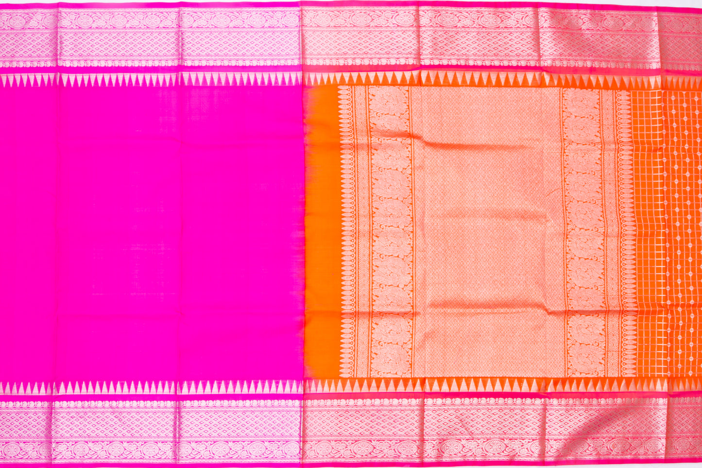 Venkatagiri Silk Checks Orange Saree