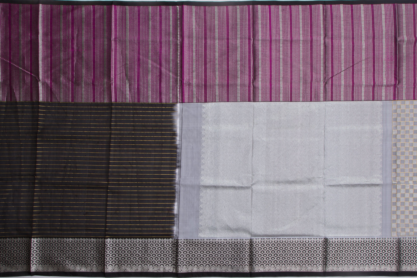 Venkatagiri Silk Checks Grey Saree