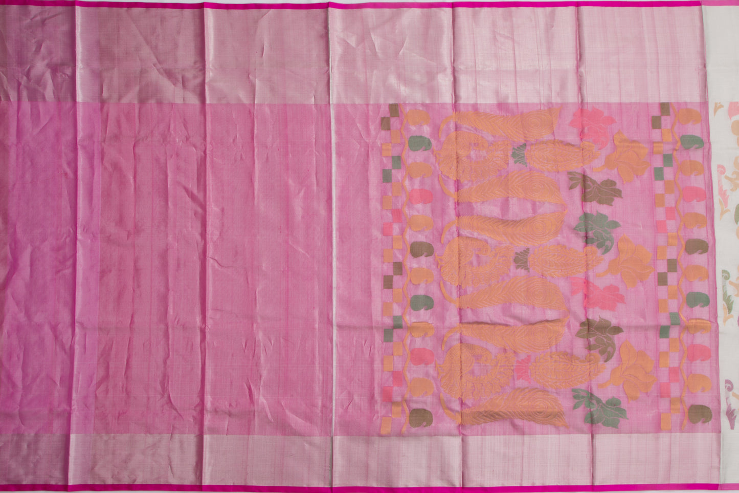 Venkatagiri Silk Tissue Jaal Silver Saree