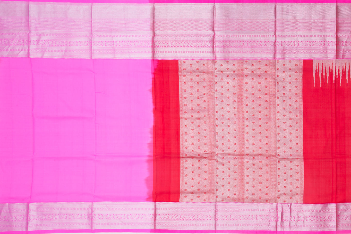 Venkatagiri Silk Plain Red Saree