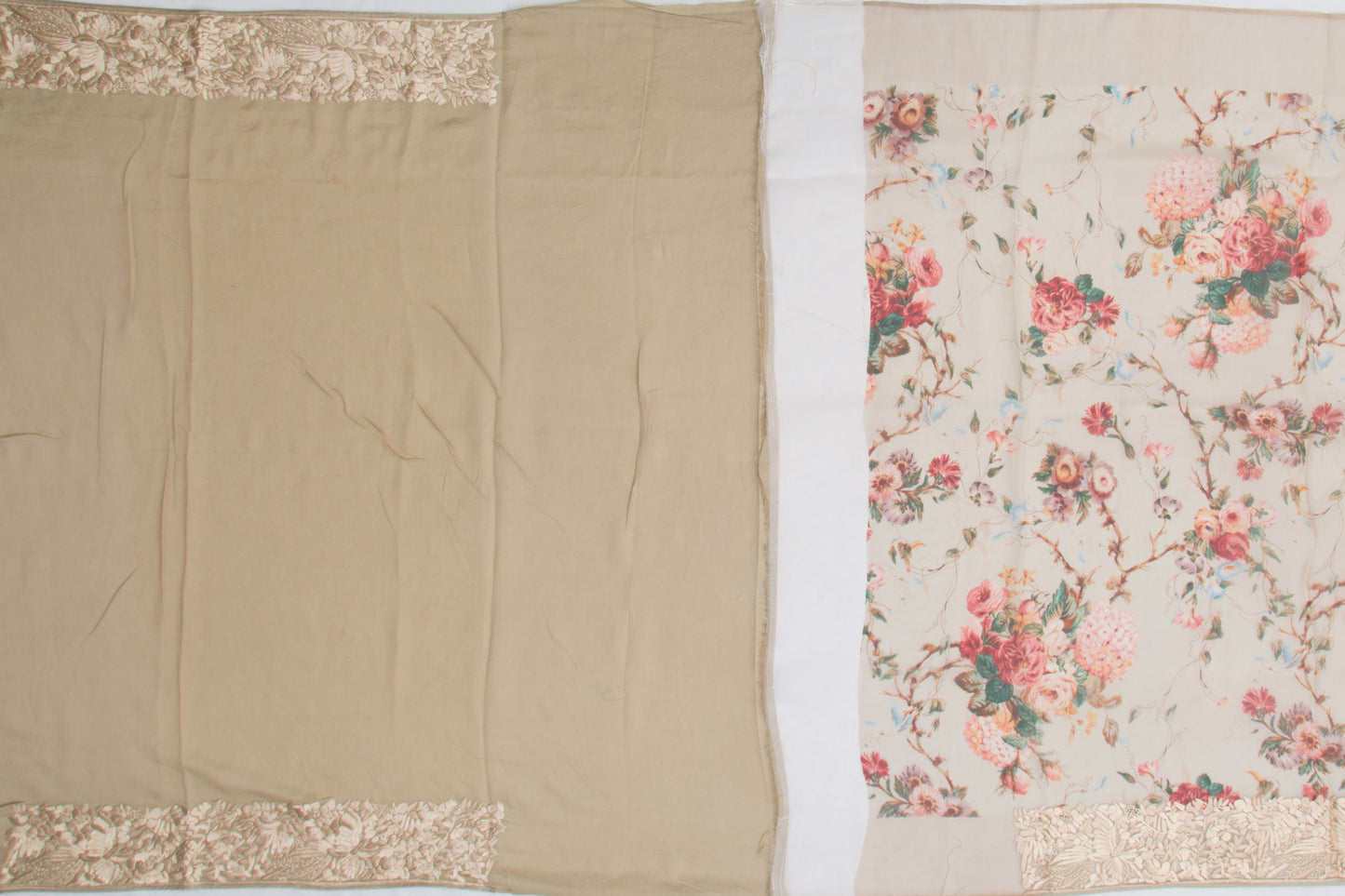 Organza Floral Printed Cream Saree