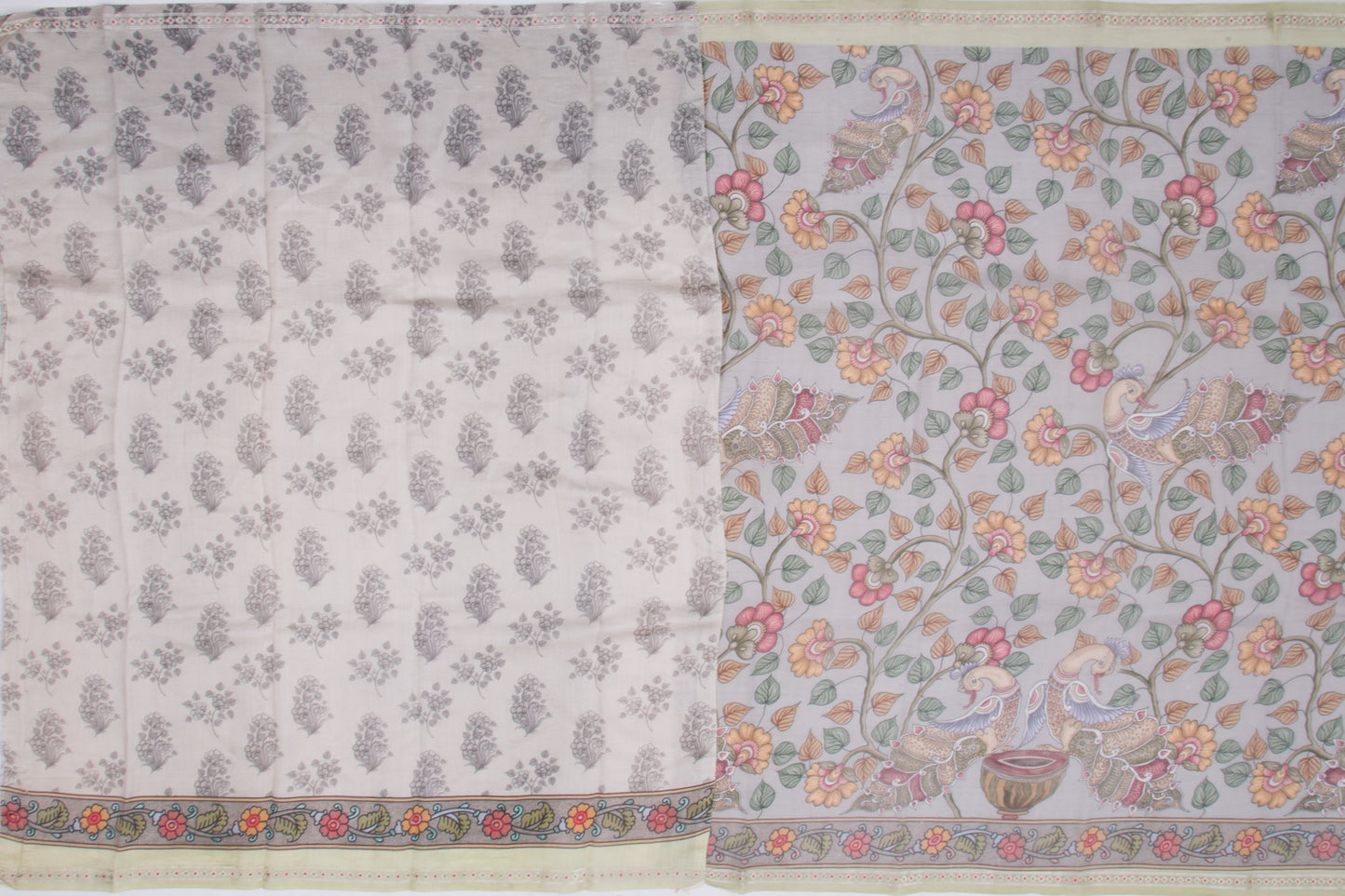 Organza Floral Printed Grey Saree