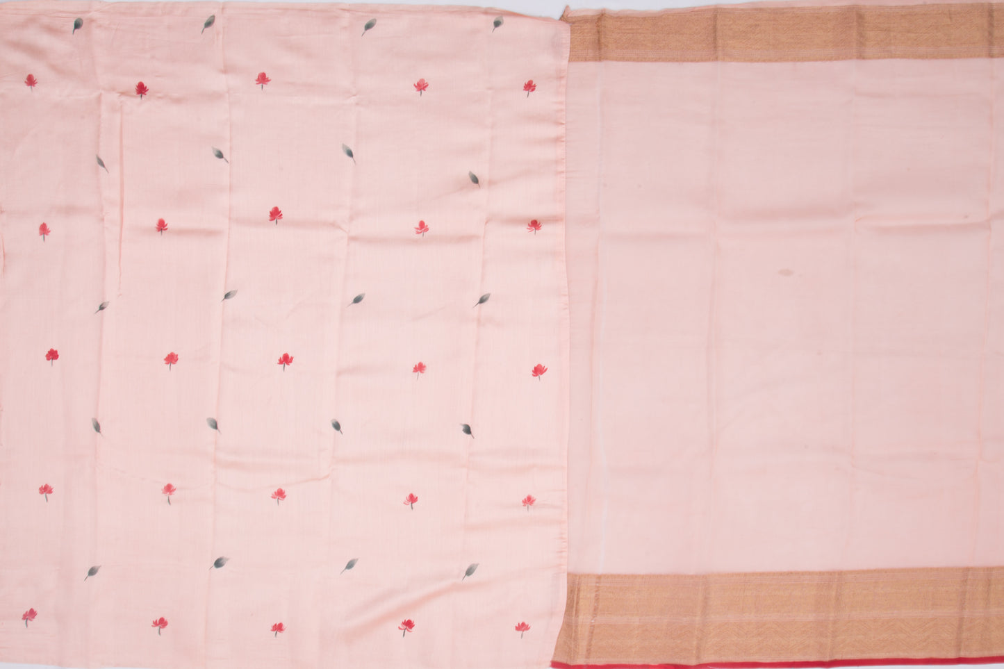 Organza Floral Printed Peach Saree