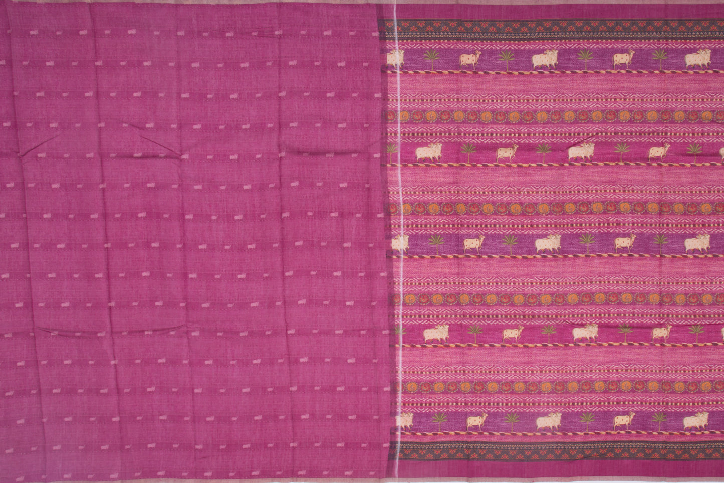 Munga Tussar Printed Pink Saree