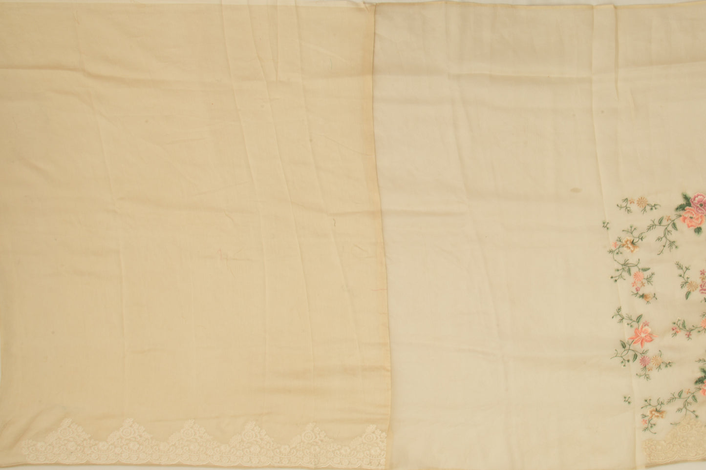 Organza Embroidery Cream Saree