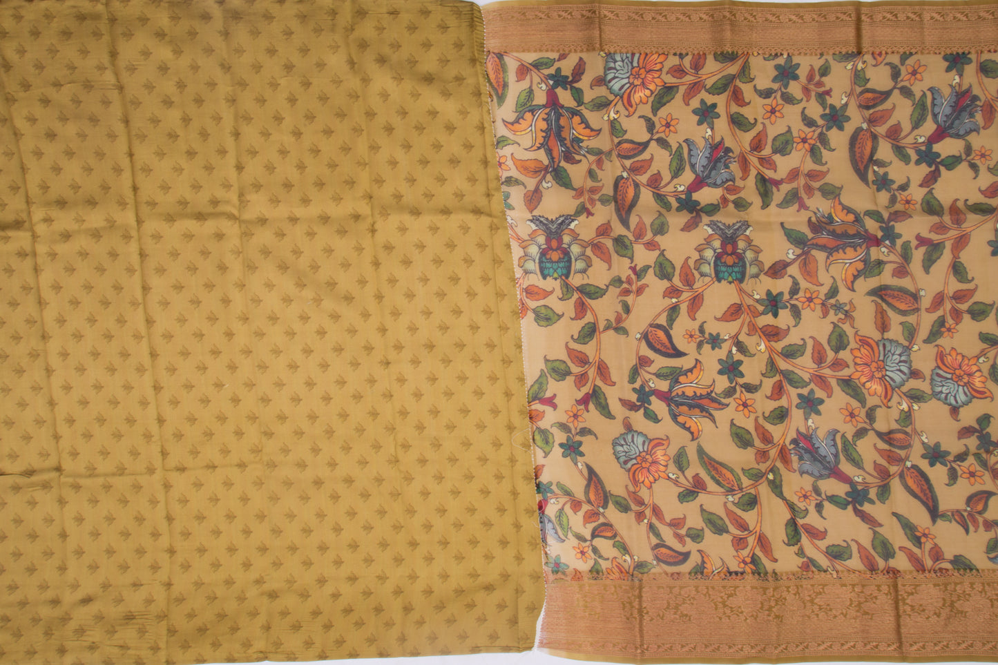 Organza Floral Printed Green Saree