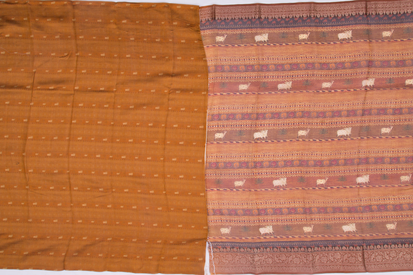Organza Printed Brown Saree