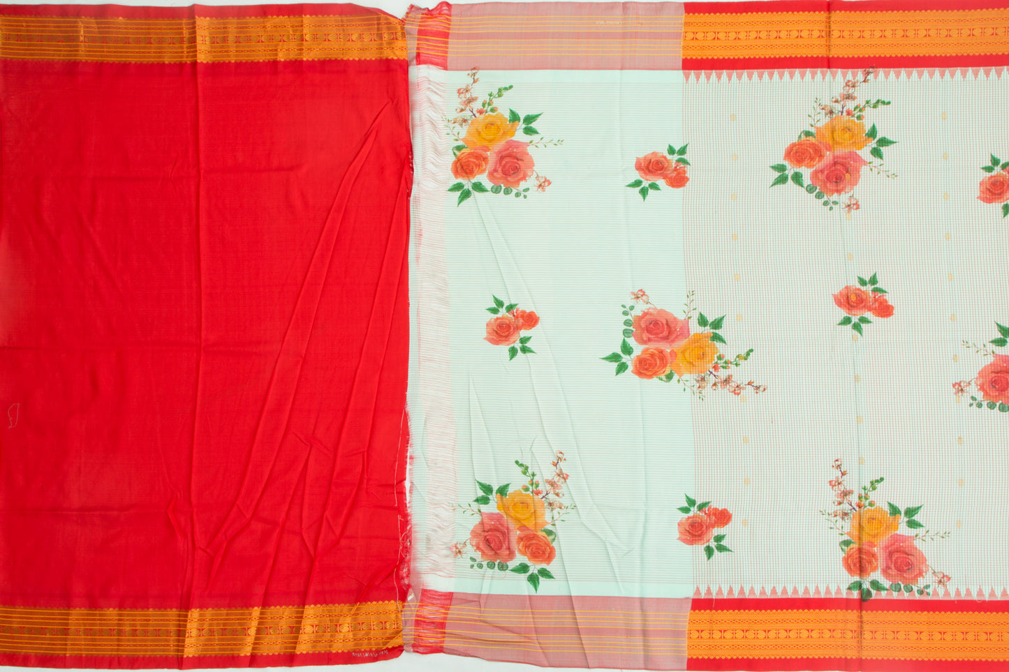 Kanchipuram Silk Floral Printed Pastel Green Saree