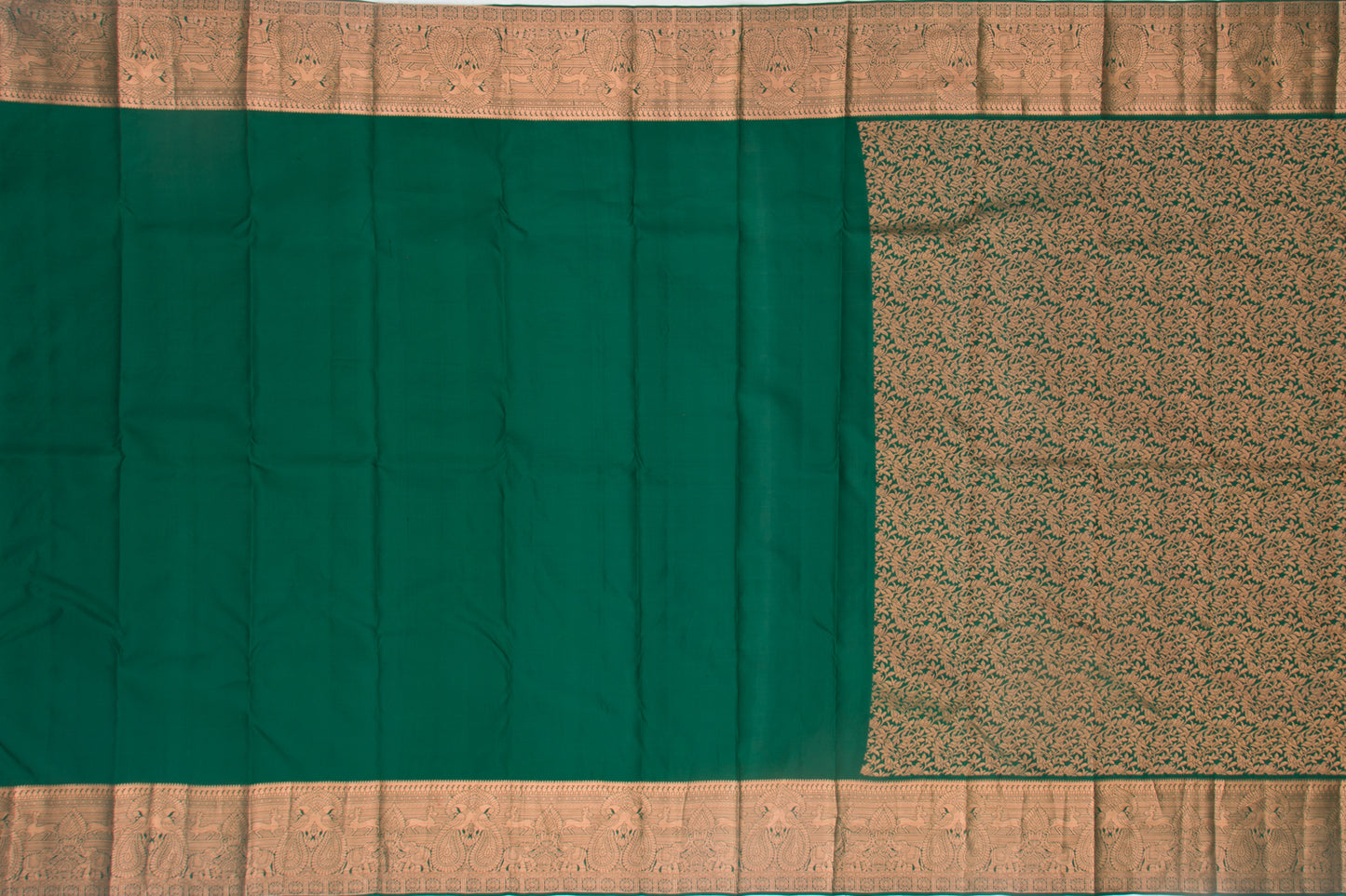 Taranga Kanchi Silk Brocade Dark Green Saree